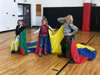 Girls with parachute